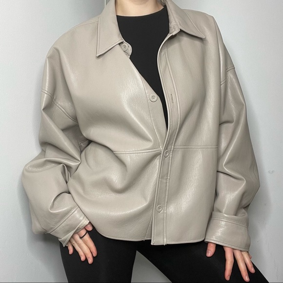 Babaton Pelli oversized leather button up shirt jacket - Picture 7 of 7